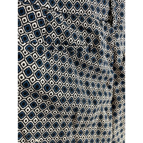 Hilary Radley Navy Blue Geometric Slim Leg Sits at Waist Cotton Capri SIZE 14 - Picture 6 of 9